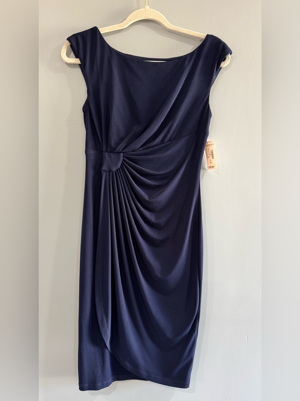 dressbarn Navy Twist-Front Midi Dress